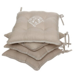 Dibor Set Of 4 Grey Love Birds Indoor Dining Chair Seat Pad Cushions - thumbnail 2