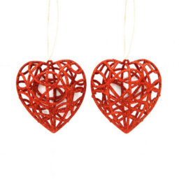 4 Pack Glitter Sparkle Heart Ornaments - 4 Colours Christmas Tree Hanging Decorations - thumbnail 8
