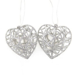4 Pack Glitter Sparkle Heart Ornaments - 4 Colours Christmas Tree Hanging Decorations - thumbnail 9