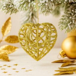 4 Pack Glitter Sparkle Heart Ornaments - 4 Colours Christmas Tree Hanging Decorations - thumbnail 3