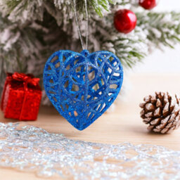 4 Pack Glitter Sparkle Heart Ornaments - 4 Colours Christmas Tree Hanging Decorations - thumbnail 4