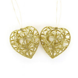 4 Pack Glitter Sparkle Heart Ornaments - 4 Colours Christmas Tree Hanging Decorations - thumbnail 7