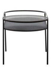 Orsina Modern Two Tier Black Table, Glass Cocktail Table, Metal And Glass Sofa Table, Versatile Oval-Shaped Table - thumbnail 3