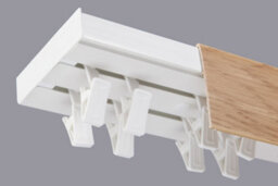 Double Curtain Ceiling Rail Track Pcv 300 Cm (L) Clips + Light Oak Cover