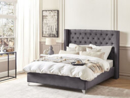 Beliani Bed Velvet Lubbon 160 X 200 Cm (Eu King Size) Grey - thumbnail 2