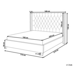 Beliani Bed Velvet Lubbon 160 X 200 Cm (Eu King Size) Grey - thumbnail 3