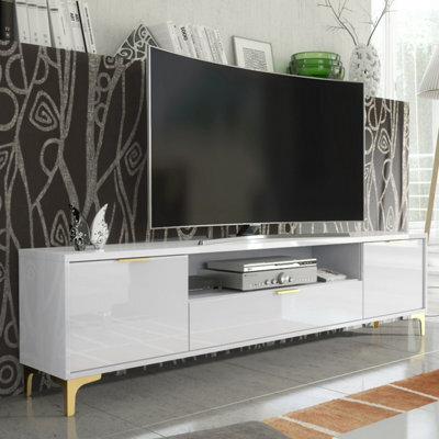 Creative Furniture Goldline Gloss Tv Unit 200Cm - Glossy White - image 1