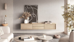 Arte Minimalist Frida 39 Floating Tv Cabinet 1800mm In Light Oak - Sleek Entertainment Centre H320mm D360mm - thumbnail 4