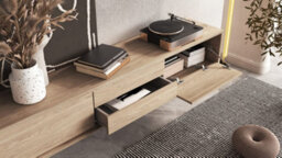 Arte Minimalist Frida 39 Floating Tv Cabinet 1800mm In Light Oak - Sleek Entertainment Centre H320mm D360mm - thumbnail 7