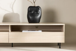 Navarra Tv Bench - Matte  Whitewash Tv Unit With Black Legs - 40 X 40 X 180Cm - thumbnail 7