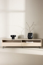 Navarra Tv Bench - Matte  Whitewash Tv Unit With Black Legs - 40 X 40 X 180Cm - thumbnail 3