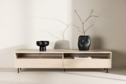 Navarra Tv Bench - Matte  Whitewash Tv Unit With Black Legs - 40 X 40 X 180Cm - thumbnail 5