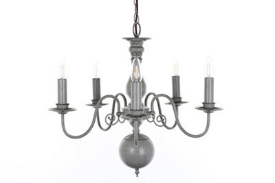 Luminosa Lighting Luminosa Bologna Flemish Grey 5 Arm Chandelier