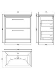 Balterley Longnor Modern Bathroom Floor Standing 2-Drawer Vanity Unit With Fireclay Basin, Pebble Grey, 800mm - thumbnail 5