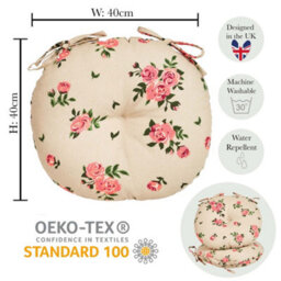 Dibor Set Of 2 Vintage Rose Round Summer Outdoor Garden Chair Seat Pad Cushions - thumbnail 6