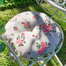 Dibor Set Of 2 Vintage Rose Round Summer Outdoor Garden Chair Seat Pad Cushions - thumbnail 3