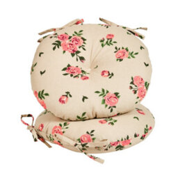 Dibor Set Of 2 Vintage Rose Round Summer Outdoor Garden Chair Seat Pad Cushions - thumbnail 2