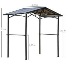 Outsunny 8Ft X 5Ft Outdoor Bbq Protective Gazebo Aluminium Frame W/ 2 Shelves - thumbnail 3