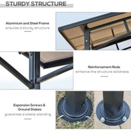 Outsunny 8Ft X 5Ft Outdoor Bbq Protective Gazebo Aluminium Frame W/ 2 Shelves - thumbnail 6