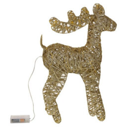Urbn-Living Urbnliving 60Cm Led Light Up Standing Reindeer Gold Glitter Rattan Wire Frame Christmas Home Decoration - thumbnail 4