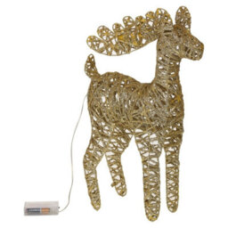 Urbn-Living Urbnliving 60Cm Led Light Up Standing Reindeer Gold Glitter Rattan Wire Frame Christmas Home Decoration - thumbnail 5