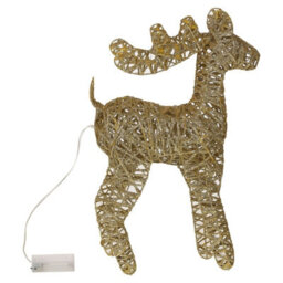 Urbn-Living Urbnliving 60Cm Led Light Up Standing Reindeer Gold Glitter Rattan Wire Frame Christmas Home Decoration - thumbnail 3