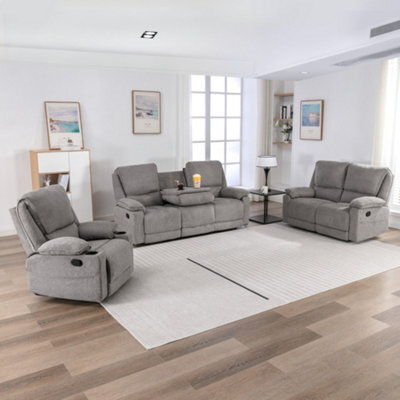 More4Homes Sydney 1+2+3 Seater Fabric Manual Recliner Sofa Set (Grey) - image 1