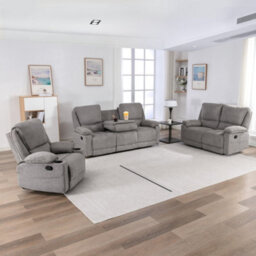 More4Homes Sydney 1+2+3 Seater Fabric Manual Recliner Sofa Set (Grey) - thumbnail 1
