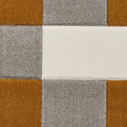 Grey Yellow Modern Geometric Bordered Chequered Machine Made Rug For Living Room Bedroom And Dining Room-60 X 230Cm (Runner) - thumbnail 3