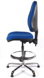 Chrome High Back Draughtsman Chair In Blue Fabric - thumbnail 5