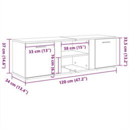 Berkfield Durable Tv Cabinet Grey Sonoma 120X34X37 Cm Engineered Wood - thumbnail 9