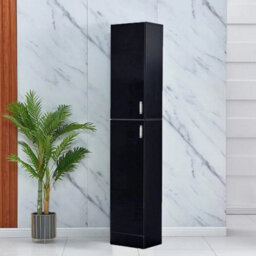 Elegant High Gloss Tall Cupboard 2 Door Slim Storage With 4 Shelves - thumbnail 1