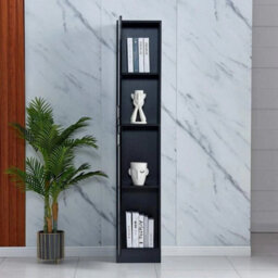 Elegant High Gloss Tall Cupboard 2 Door Slim Storage With 4 Shelves - thumbnail 4