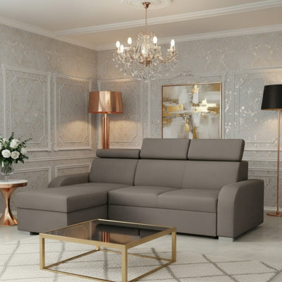 Oslo M 2Rlc Corner Sofa Bed Mdf Chipboard Polyurethane Foam Wave Spring Universal Side 235X170X85 100Cm Brown - image 1
