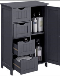 Hygrad Built to Survive Bathroom Floor Cabinet Cupboard Free Standing Wooden Cabinet Storage Unit With 4 Drawers & 1 Door, Adjustable Shelf - thumbnail 6