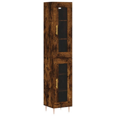 Berkfield Elegant Highboard Smoked Oak 34.5X34X180 Cm Engineered Wood - image 1