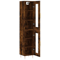 Berkfield Elegant Highboard Smoked Oak 34.5X34X180 Cm Engineered Wood - thumbnail 4