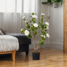 Thehotsale 90Cm Artificial White Camellia Tree Potted Plant For Indoor Decoration - thumbnail 2