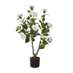 Thehotsale 90Cm Artificial White Camellia Tree Potted Plant For Indoor Decoration - thumbnail 3