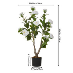 Thehotsale 90Cm Artificial White Camellia Tree Potted Plant For Indoor Decoration - thumbnail 9