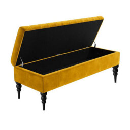 Safar Plain 150Cm Ottoman Storage Bench - Plush Velvet Shoe Bench - Mustard Gold Upholstery Footstool With Storage - thumbnail 2