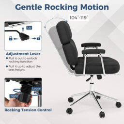 Costway Office Chair Pu Leather Upholstered Desk Chair Button Tufted Back-Black - thumbnail 9
