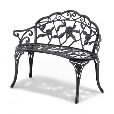 "Vevor Outdoor Bench 38.8"" Metal Garden Bench 480Lbs Cap W/backrest Armrests Patio Bench For Park" - image 1