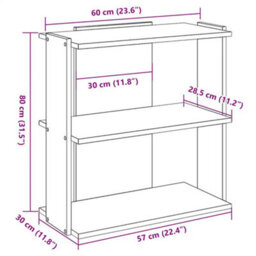 Berkfield Elegant Bookcase 3-Tier White 60X30X80 Cm Engineered Wood - thumbnail 9