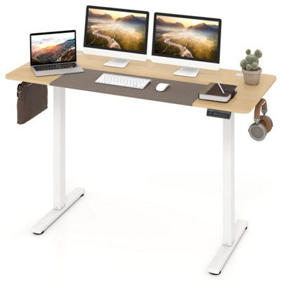 Natural Large Electric Standing Desk With 3 Memory Heights Led Control Panel - image 1