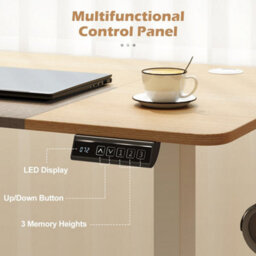 Natural Large Electric Standing Desk With 3 Memory Heights Led Control Panel - thumbnail 5