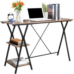 Industrial Computer Desk With Shelves, 47 Inches Writing Desk Study - thumbnail 1