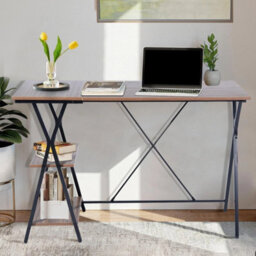 Industrial Computer Desk With Shelves, 47 Inches Writing Desk Study - thumbnail 3