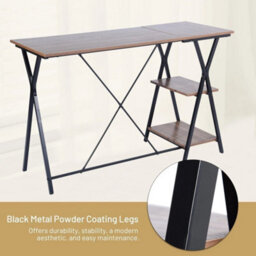 Industrial Computer Desk With Shelves, 47 Inches Writing Desk Study - thumbnail 5