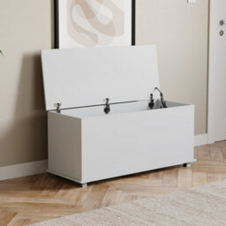 Lassic Vida Designs Leon Storage Ottoman White Storage Bench Chest Bedroom Living Room  - thumbnail 8